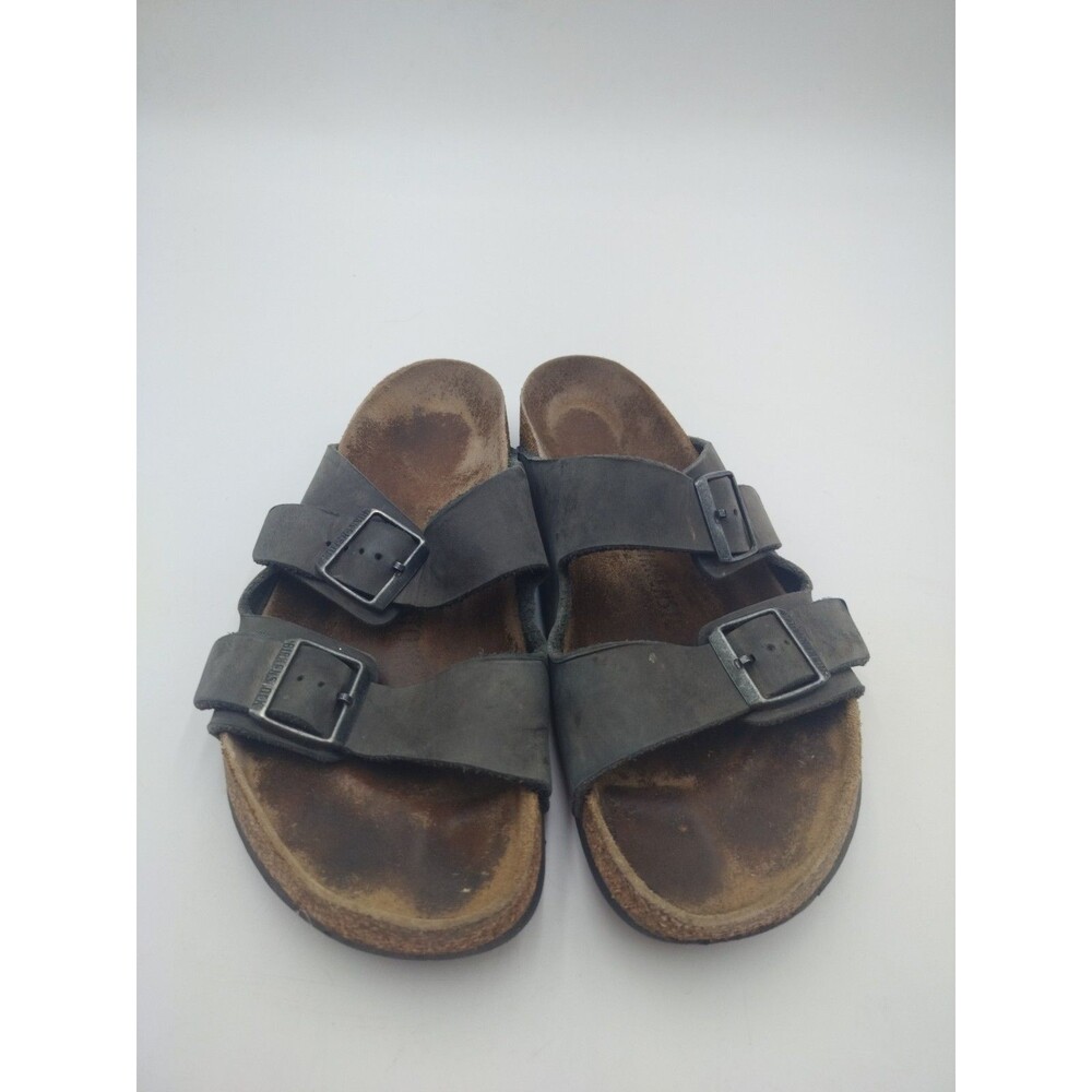 Birkenstock Arizona Olive Cork Footbed Leather Slides Sandals Shoes 43 Dark Gray